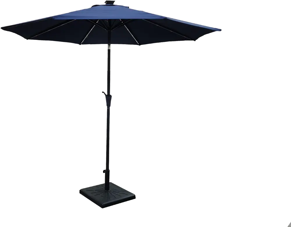 Navy Solar LED Lined 9ft Patio Umbrella-1