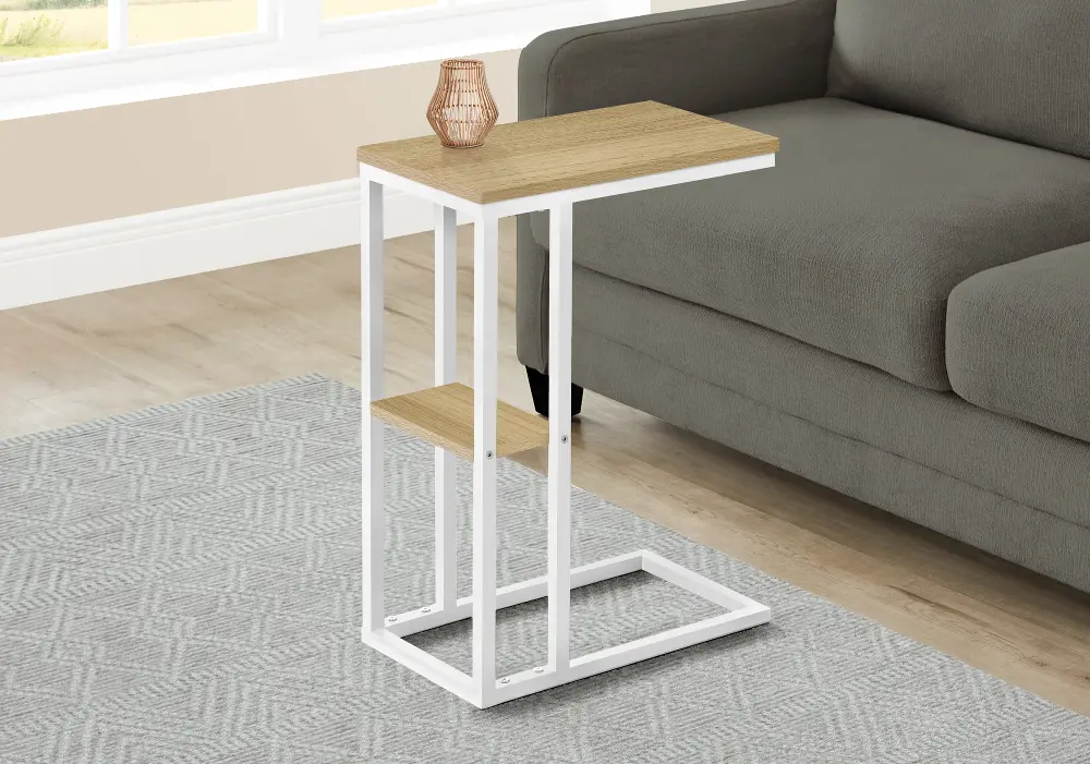 Monarch White and Light Brown Side Table-1