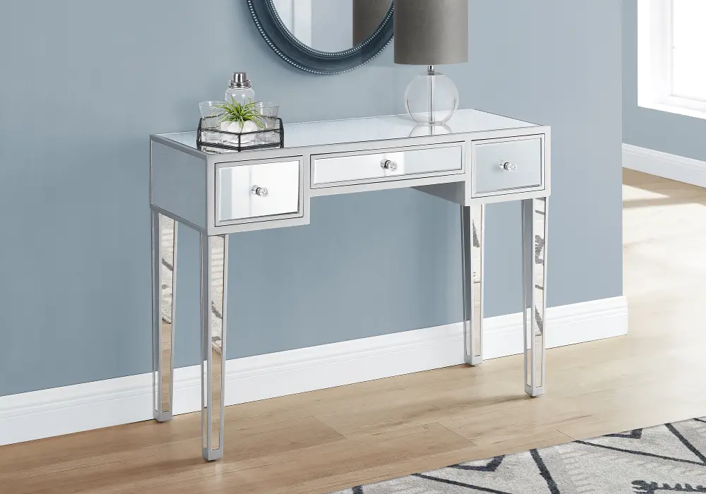 Camille Mirrored 3 Drawer Console Table-1