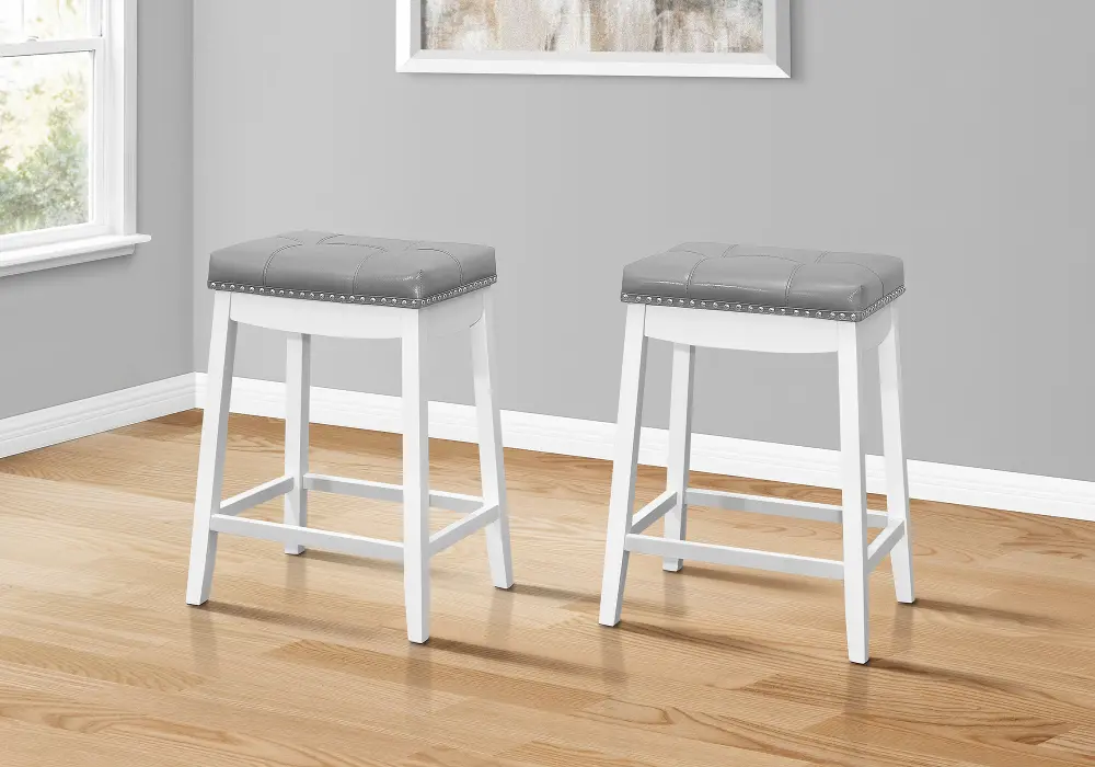 Monarch White and Gray Counter Height Stool, Set of 2-1