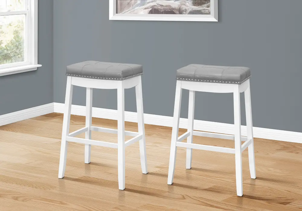 Monarch White and Gray Bar Stool, Set of 2-1
