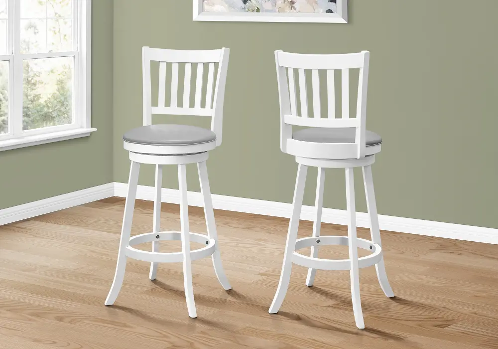 Monarch White and Gray Swivel Bar Stool, Set of 2-1