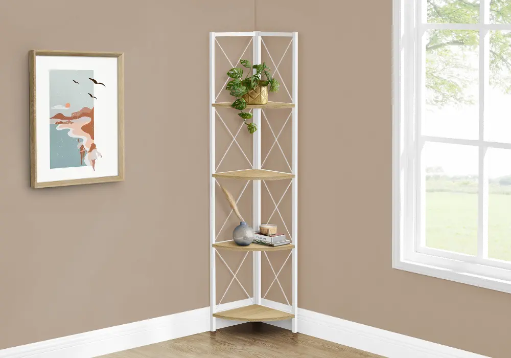 Jaden White 4-Tier Corner Bookcase-1