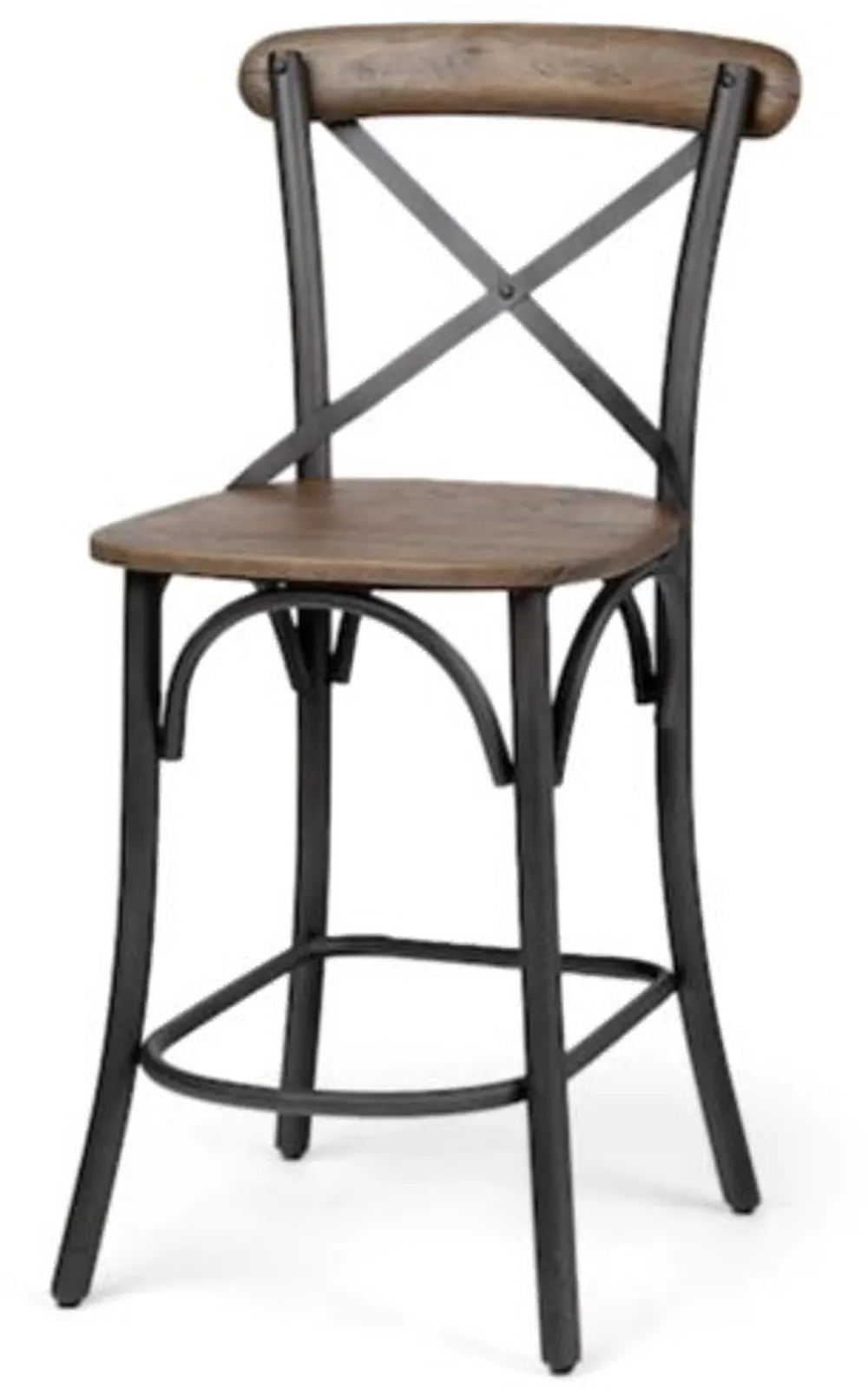 LCSLSTSBPI26 Sloan Industrial Gray and Pine Wood X-Back Counter Height Bar Stool-1