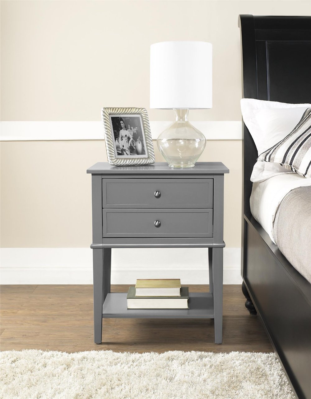 112709117 Franklin Gray Accent Table with 2 Drawers sku 112709117