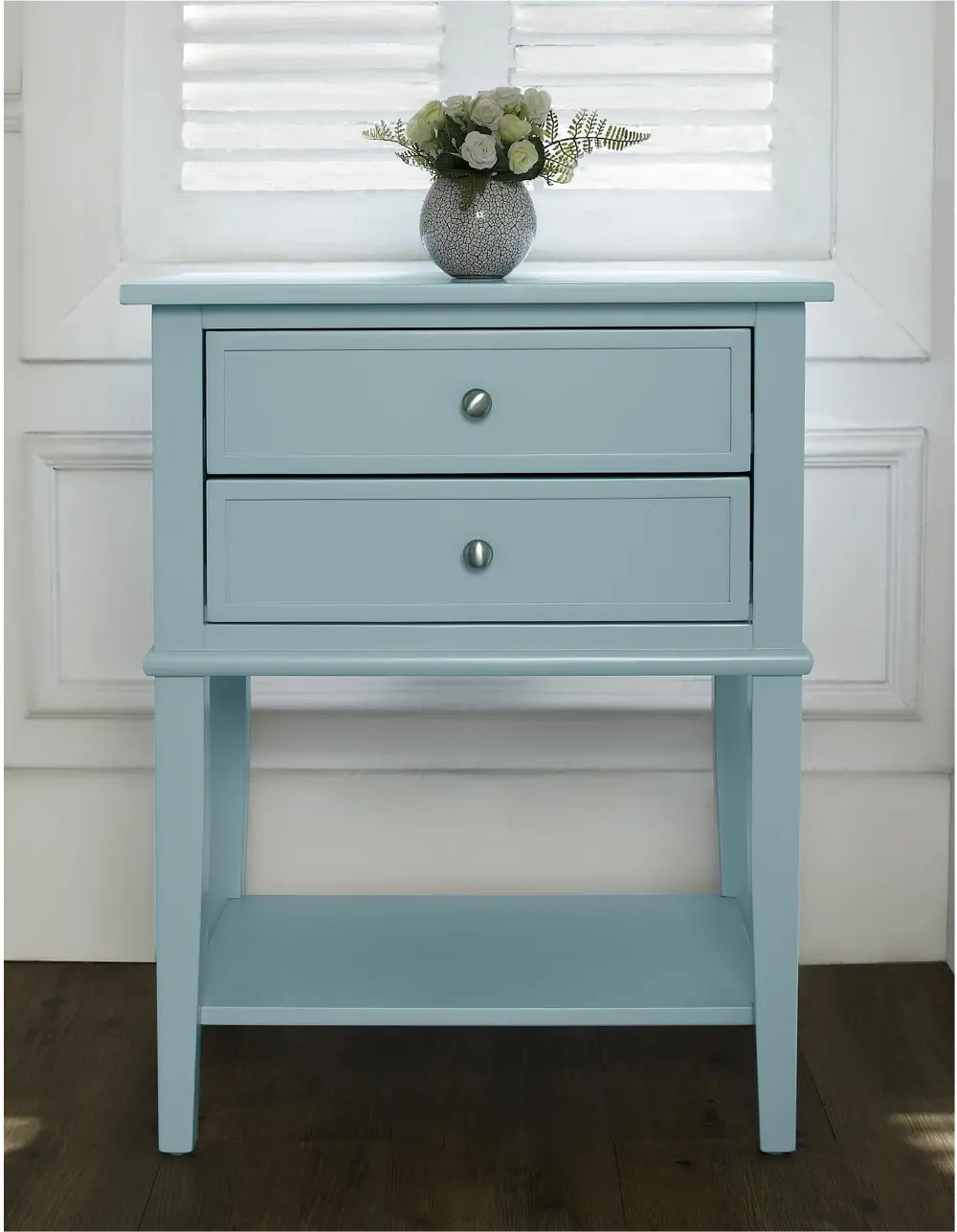 Franklin Light Blue Accent Table with 2 Drawers-1