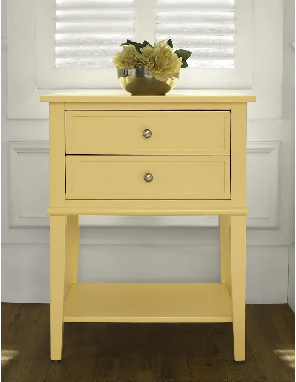 Franklin Yellow Accent Table with 2 Drawers-1