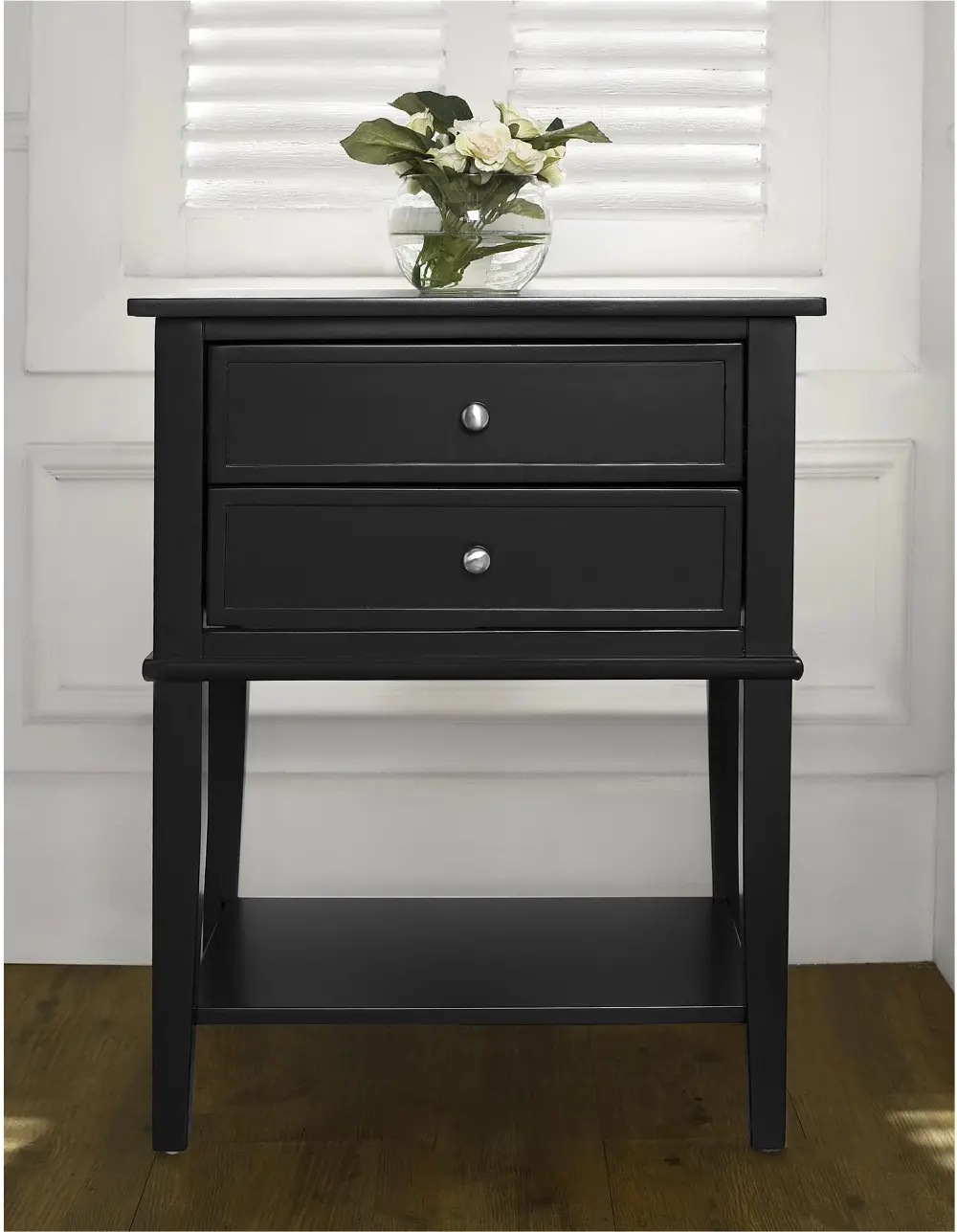 Franklin Black Accent Table with 2 Drawers-1