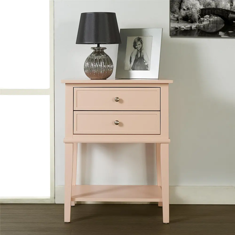 Franklin Pink Accent Table with 2 Drawers-1