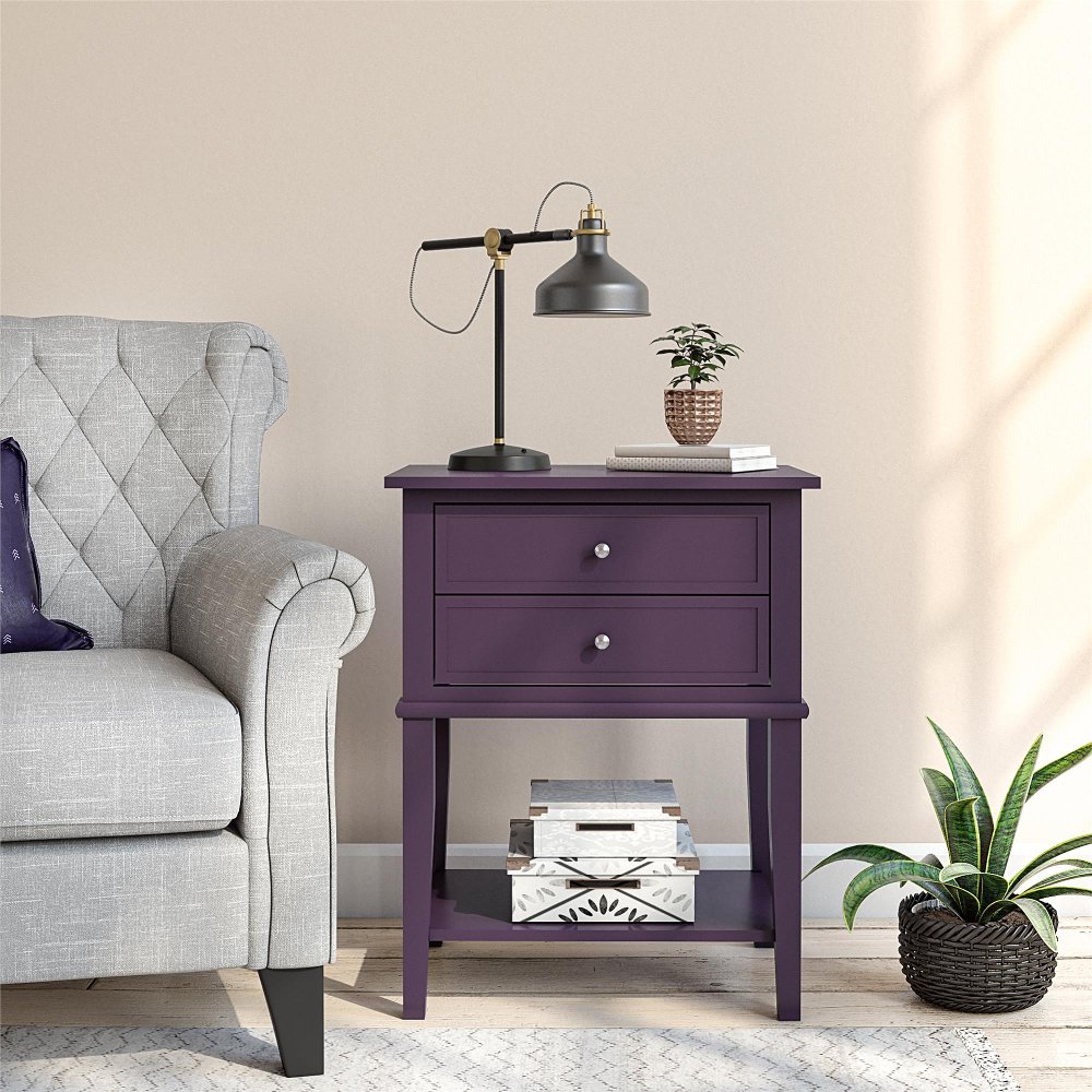 112709567 Franklin Purple Accent Table with 2 Drawers sku 112709567