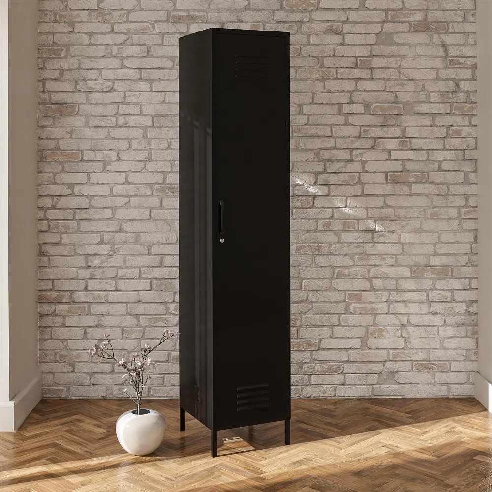 Mission Black Single Metal Locker Storage Cabinet-1
