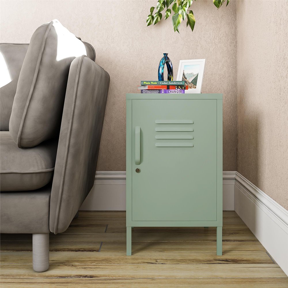 112709753 Mission Light Green Metal Locker End Table sku 112709753