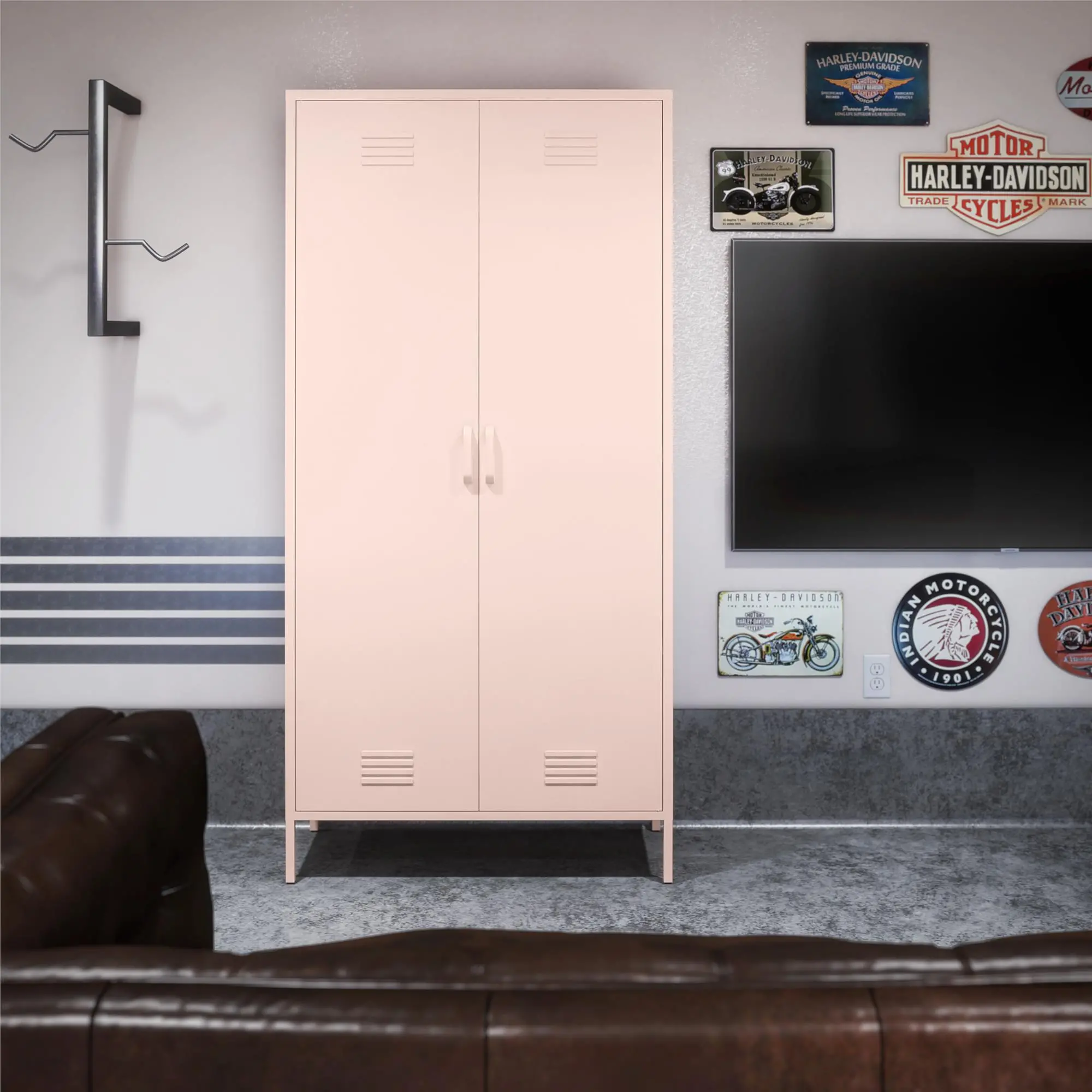 Mission Pink Tall 2 Door Locker Cabinet