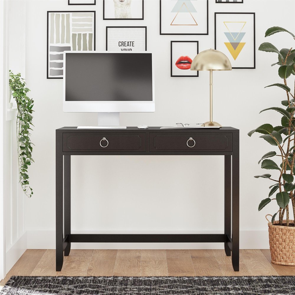 Her Majesty Black 2 Drawer Writing Desk