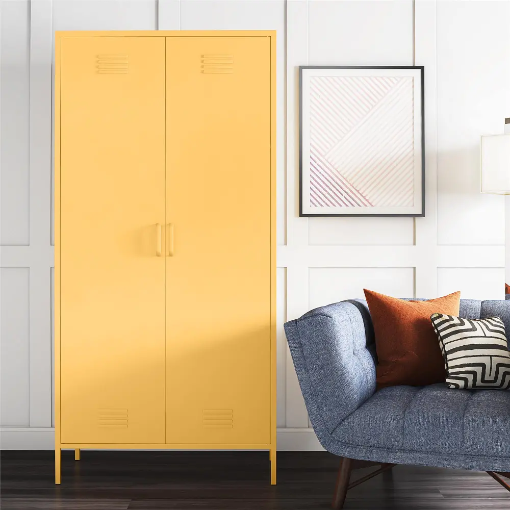 Cache Yellow Tall 2 Door Metal Locker Cabinet-1