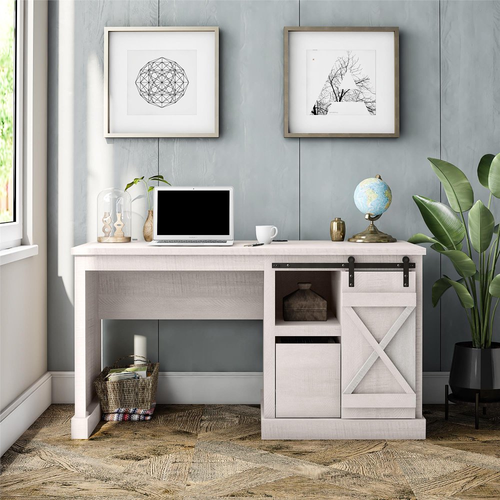 112710484 Knox County White Single Pedestal Computer Desk sku 112710484