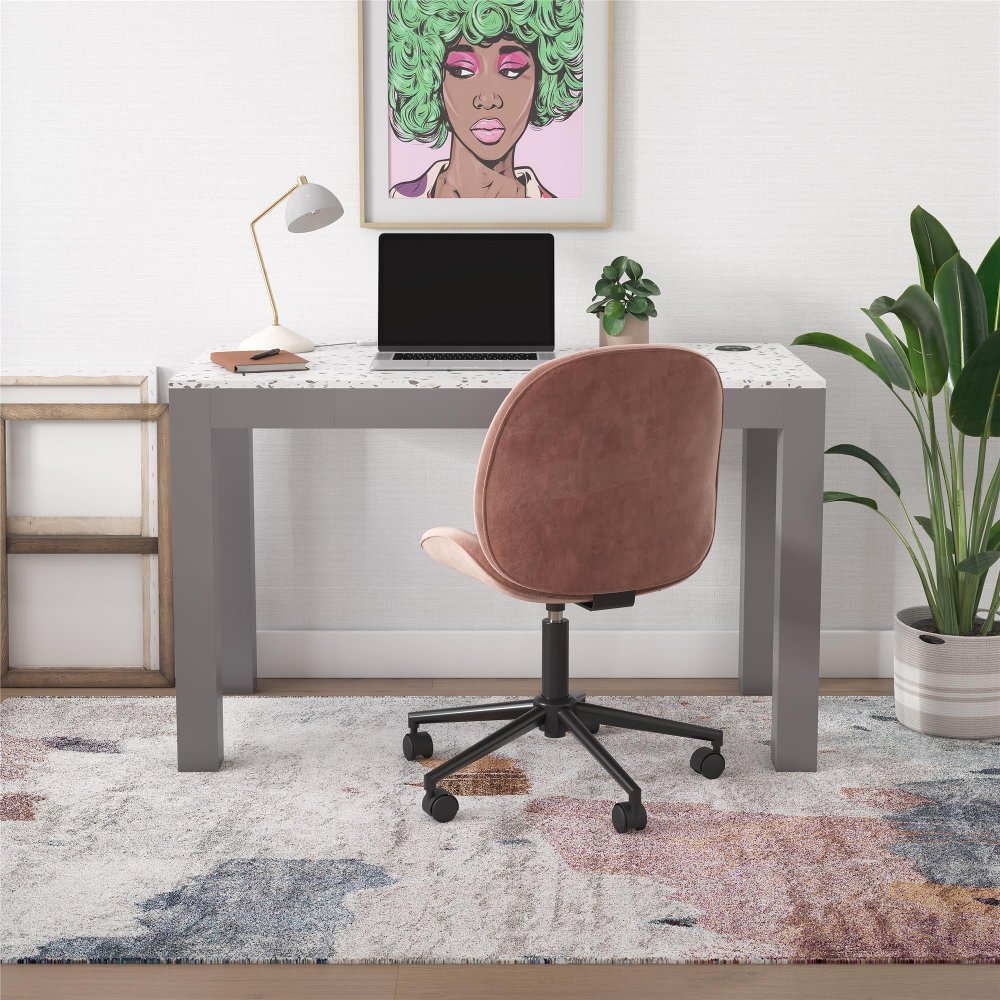 112710506 Astor Gray Desk with Wireless Charger sku 112710506