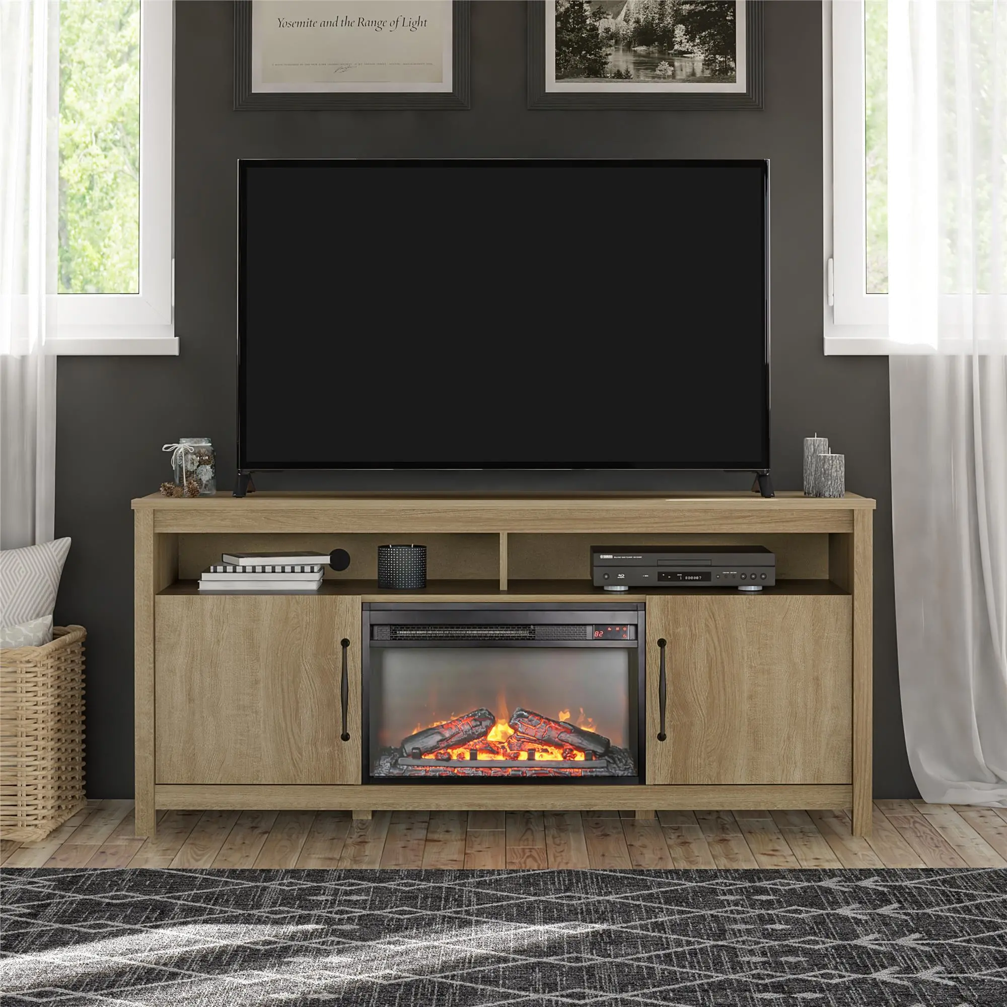 Augusta Brown 65 Fireplace TV Stand