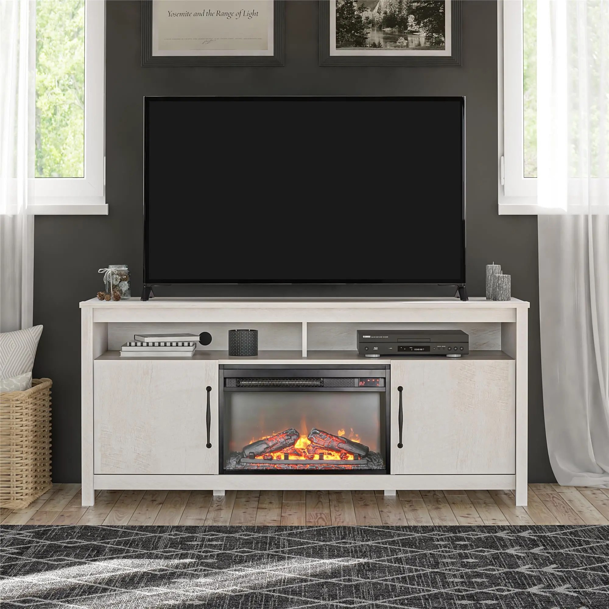 Augusta Ivory 65 Fireplace TV Stand