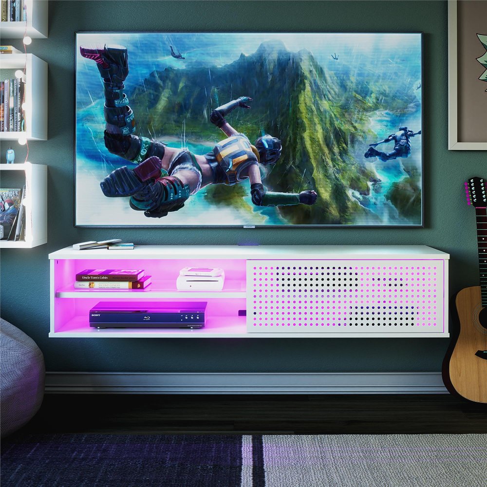 Glitch White 60 Floating TV Stand