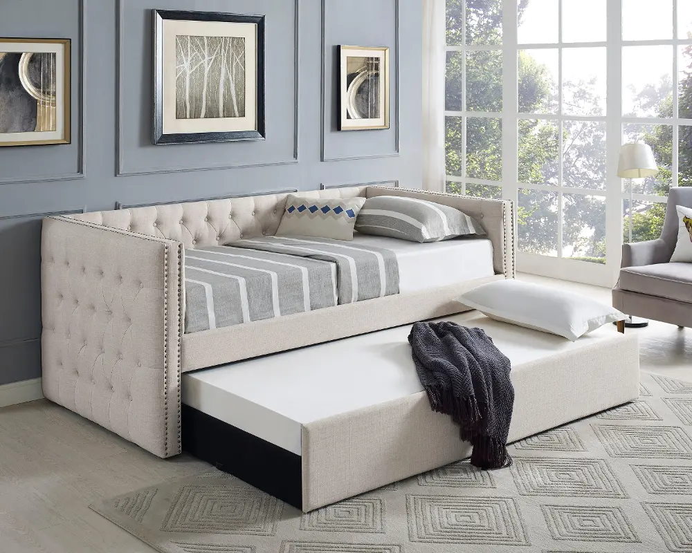 Trina Ivory Twin Daybed with Trundle-1