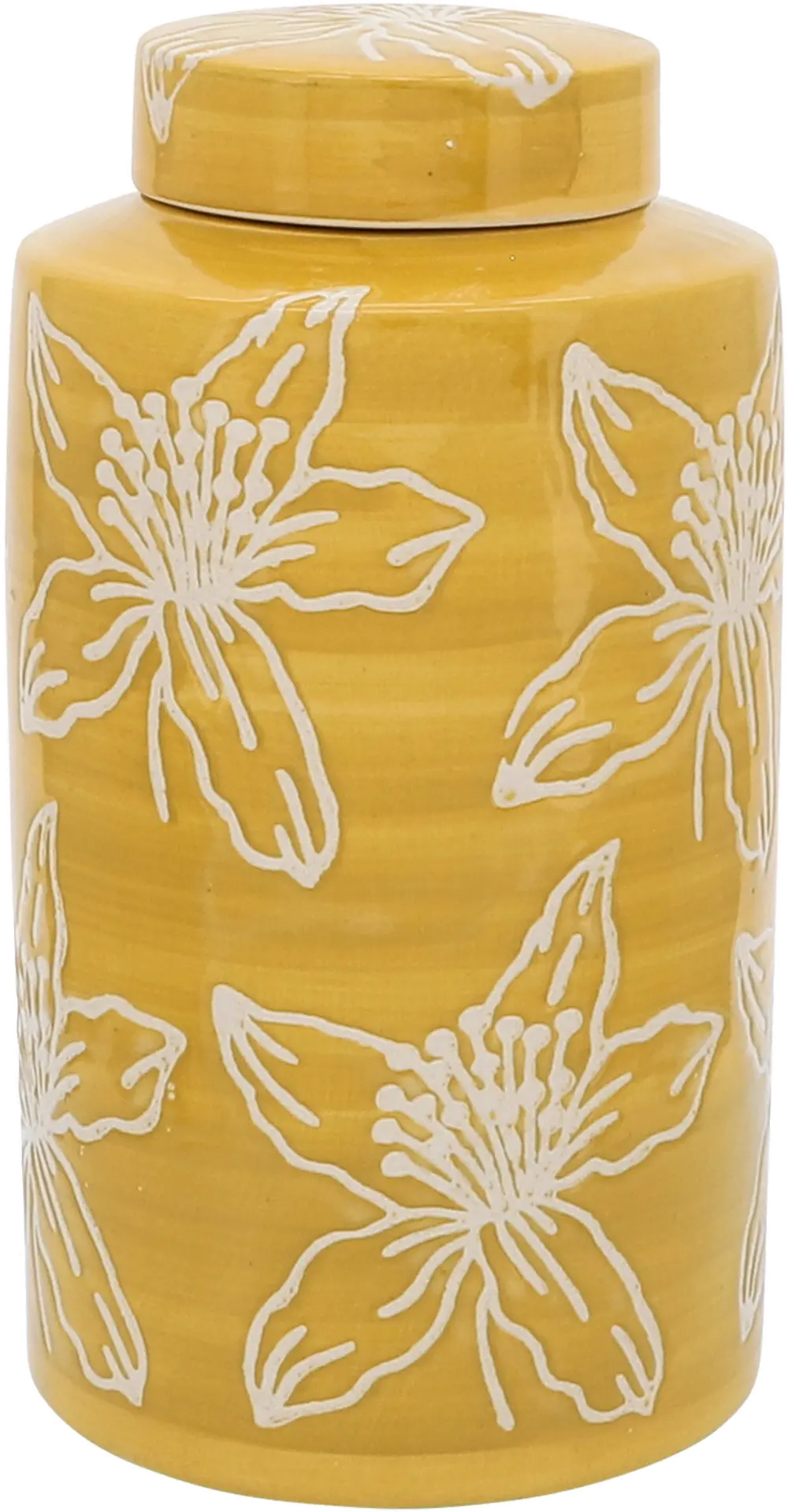 10  Yellow Floral Jar with Lid-1