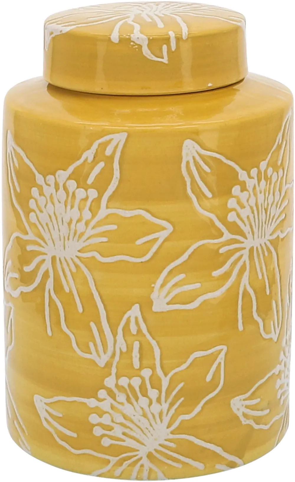 9  Yellow Floral Jar with Lid-1