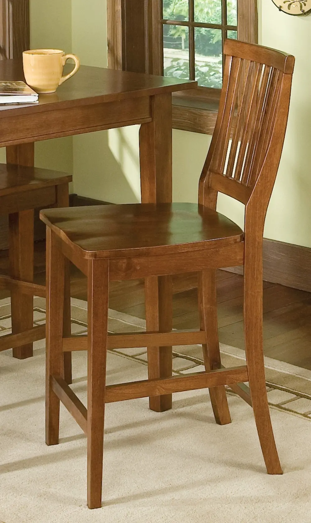 5180-89 Arts and Crafts Brown Counter Stool-1