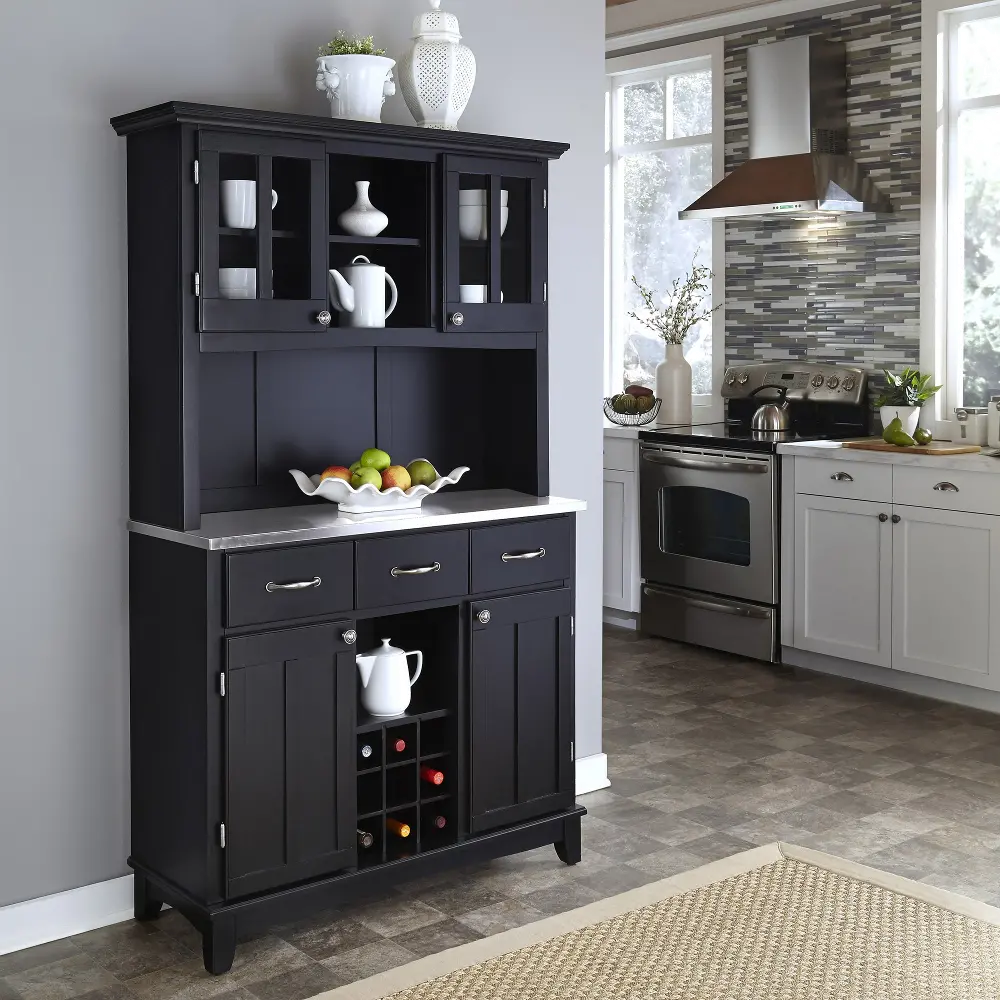 5100-0043-42 Homestyles Black Buffet with a Hutch-1