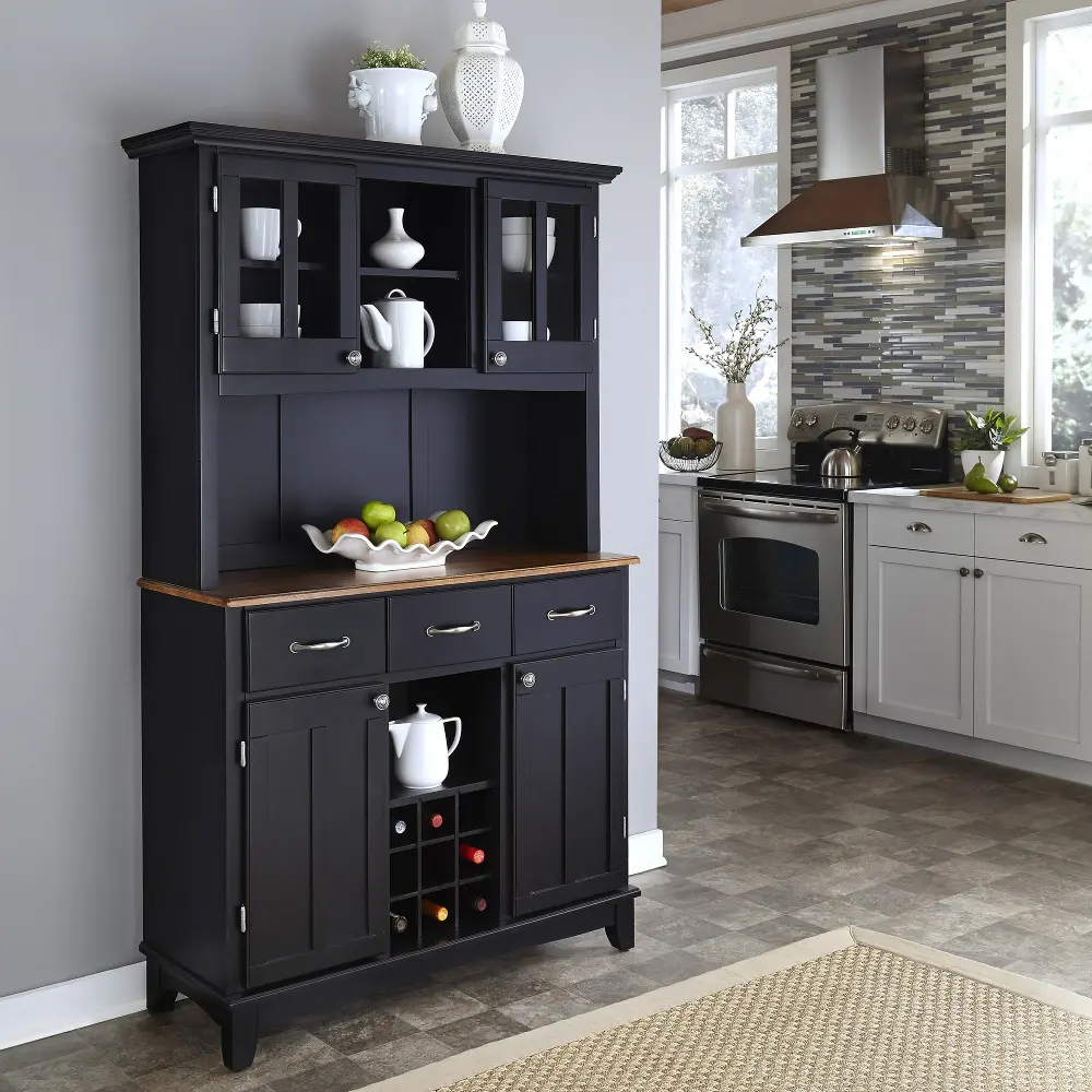 5100-0046-42 Homestyles Black Buffet with Hutch-1