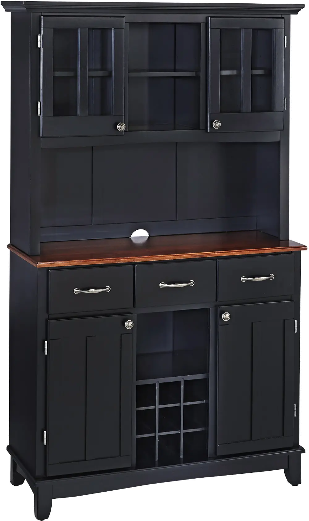 5100-0042-42 Homestyles Large Black Buffet and Wooden Top with Hutch-1