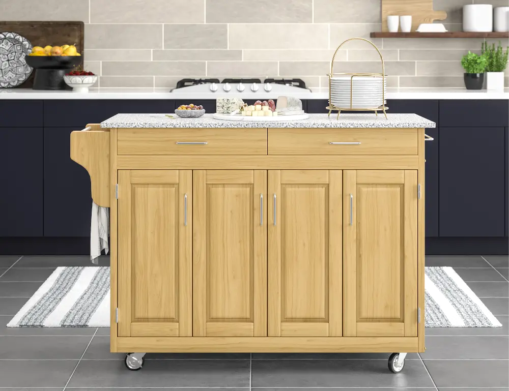 9200-1013 Create-A-Cart Brown Kitchen Cart with Gray Granite Top-1