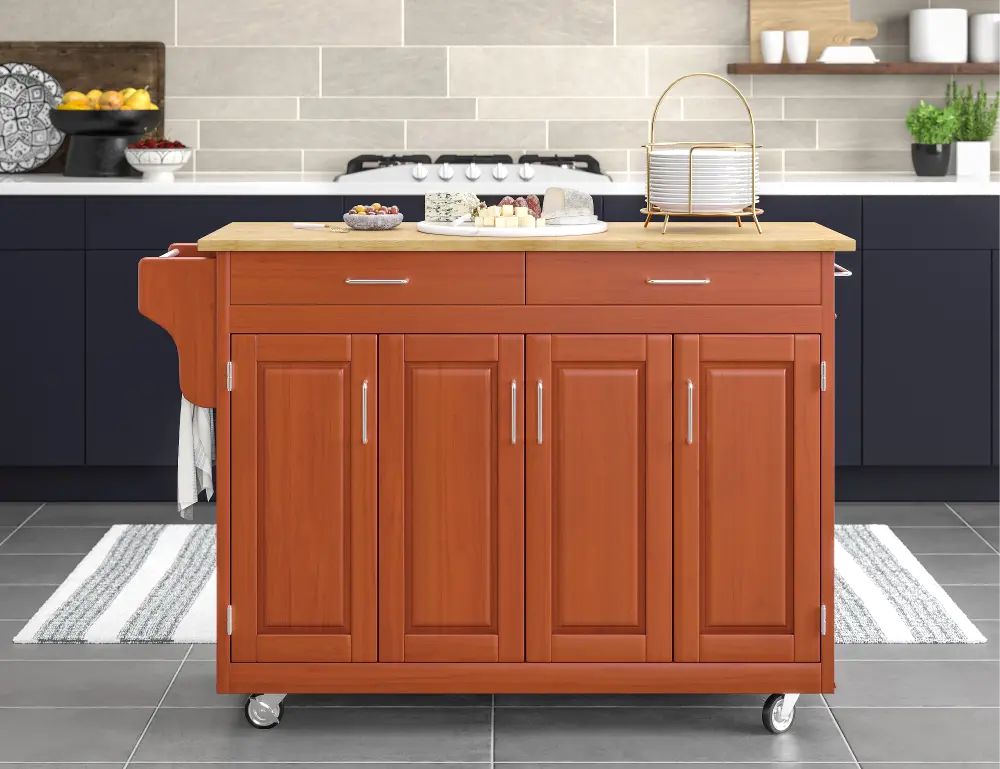 9200-1061 Create-A-Cart Brown Kitchen Cart with Hardwood Top-1