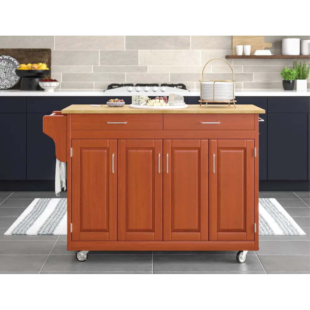 Create-A-Cart Brown Kitchen Cart with Hardwood Top-1