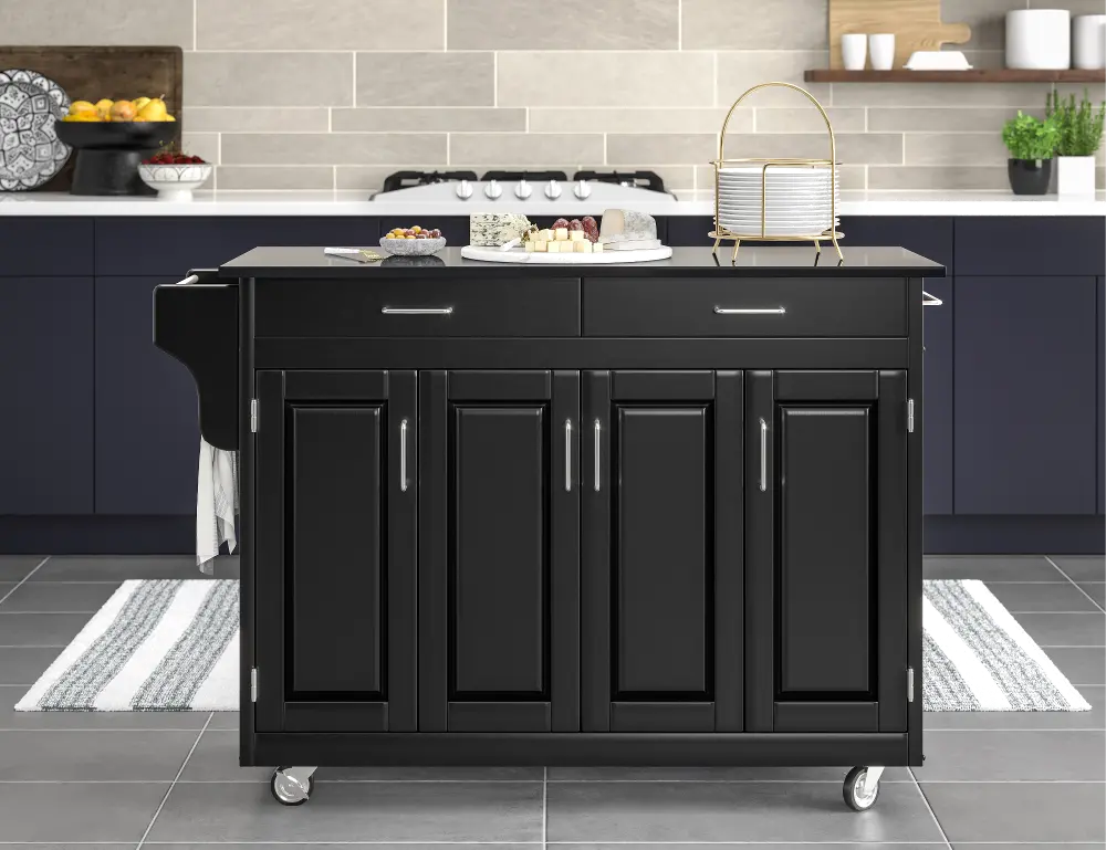 9200-1044 Create-A-Cart Black Kitchen Cart with Granite Top-1