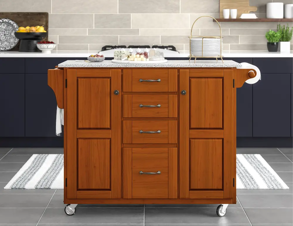 9100-1063 Create-A-Cart Brown Kitchen Cart with Granite Top-1
