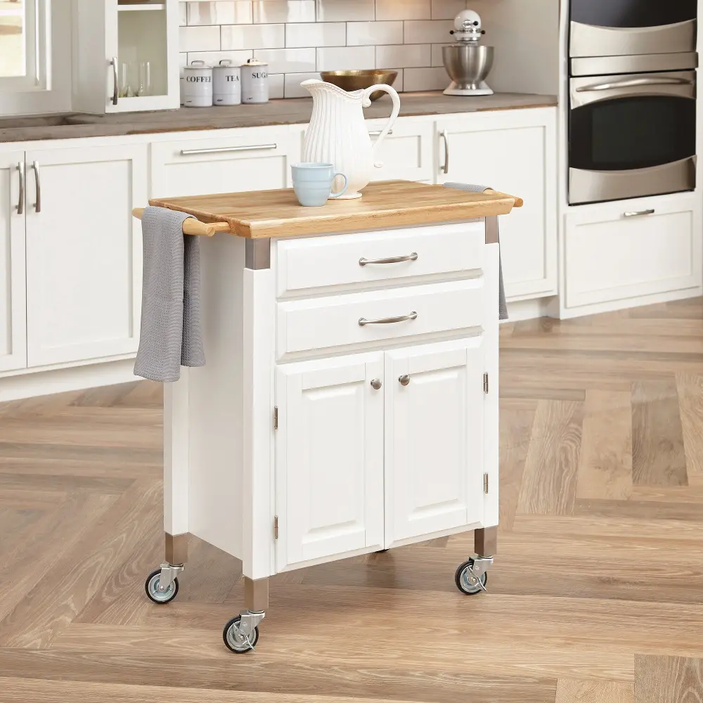 4509-95 Dolly Madison Small Off-White Kitchen Rolling Cart-1