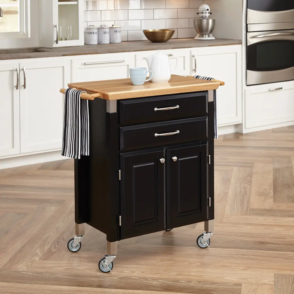4508-95 Dolly Madison Small Black Kitchen Rolling Cart-1