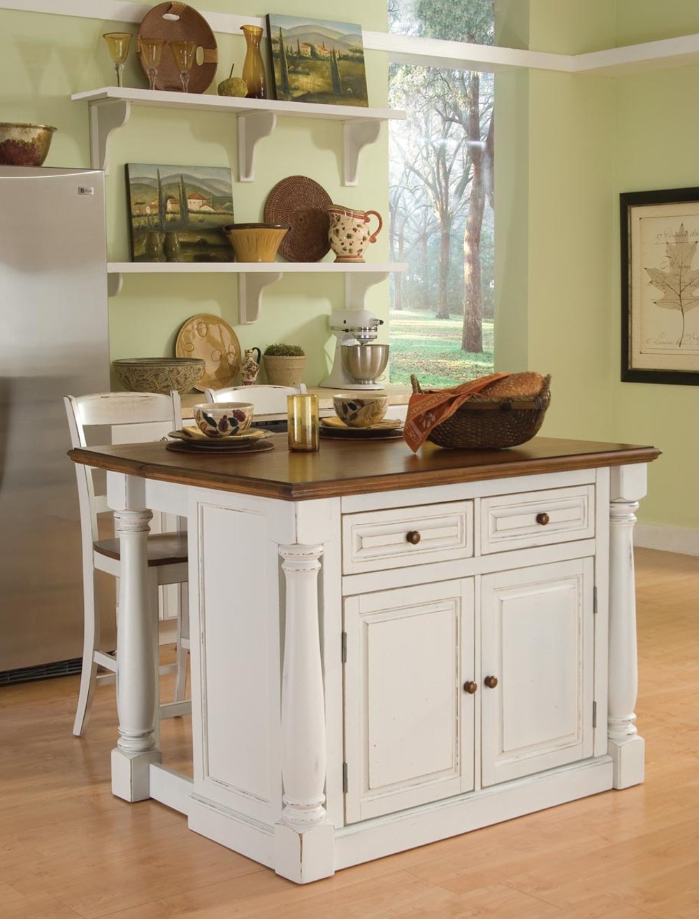 112726496 Monarch Off-White Kitchen Island Set sku 112726496