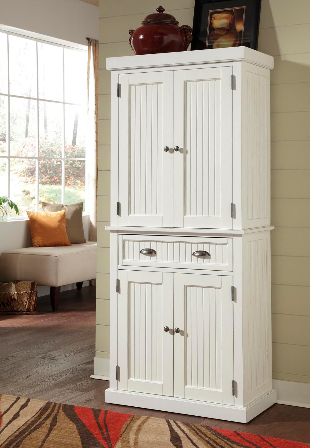 112726542 Nantucket Off-White Tall Storage Pantry sku 112726542