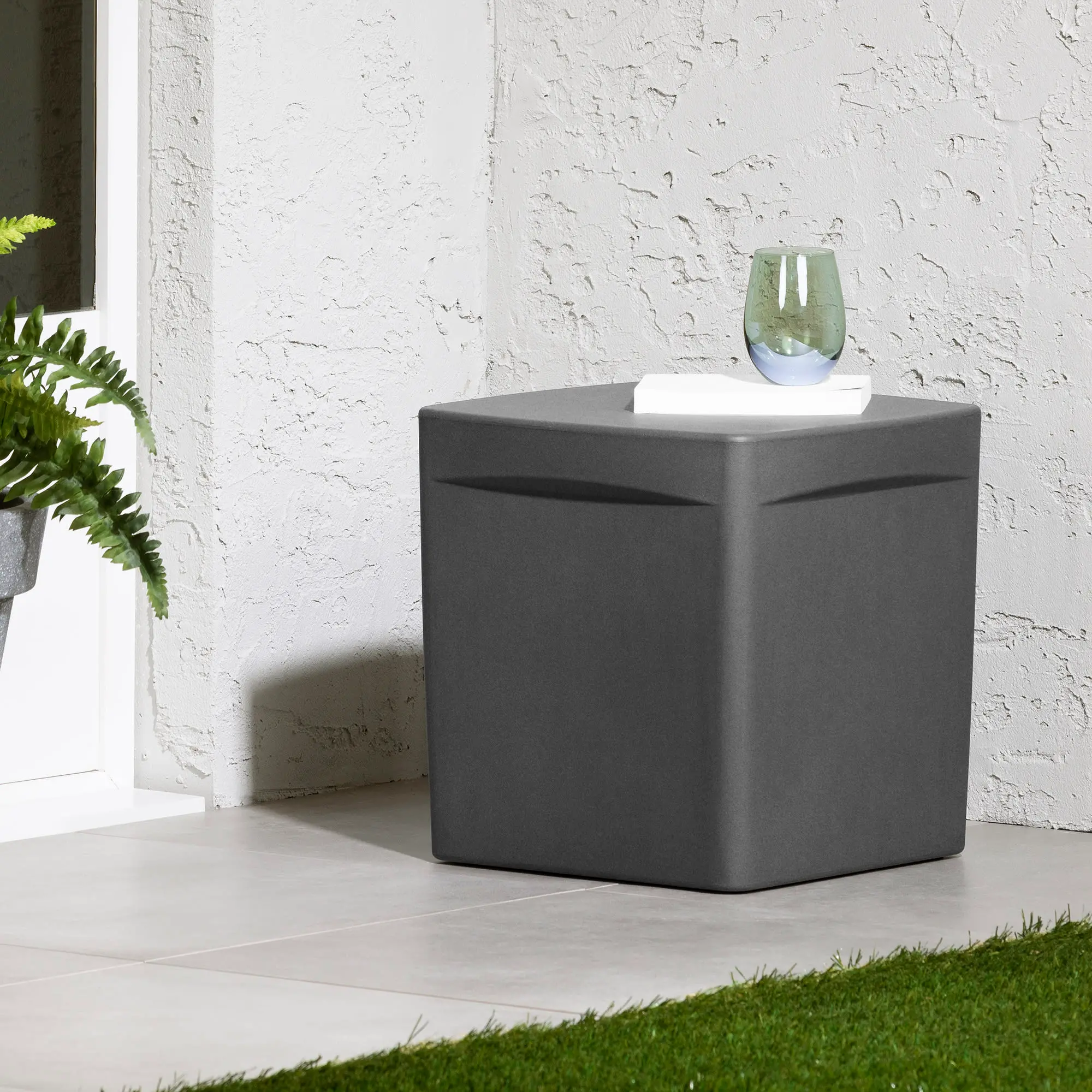 Dalya Dark Gray Square Outdoor Side Table - South Shore