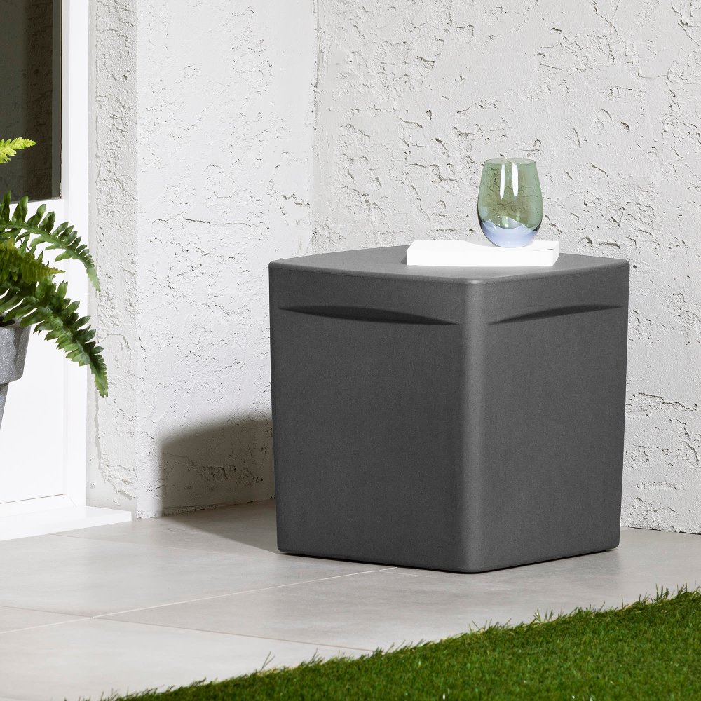 Dalya Dark Gray Square Outdoor Side Table - South Shore