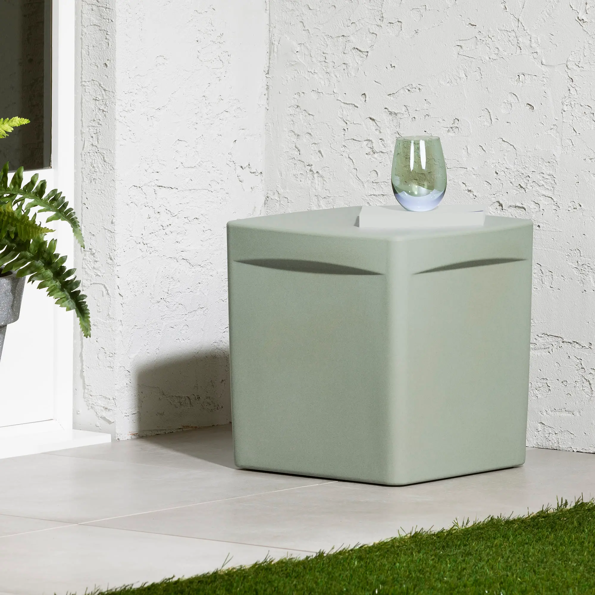 Dalya Sage Green Square Outdoor Side Table - South Shore