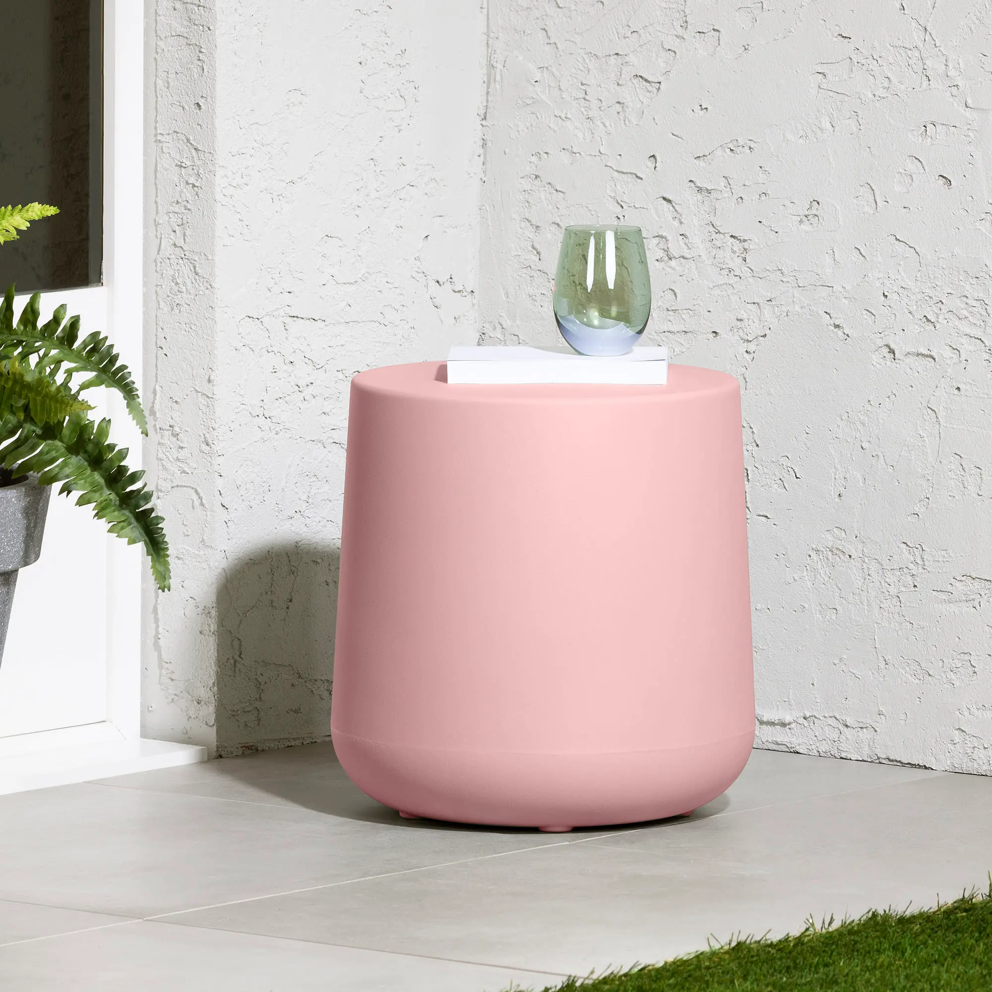 Dalya Pink Round Outdoor Side Table - South Shore
