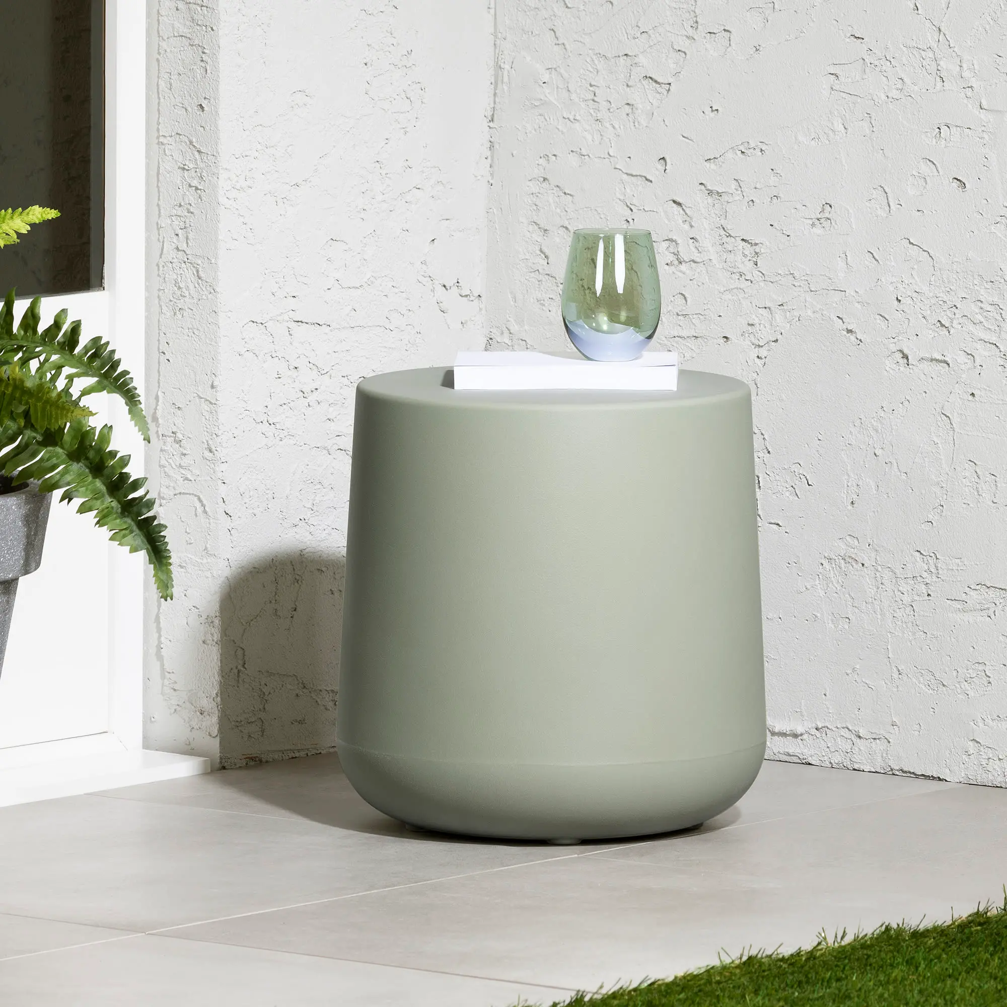 Dalya Sage Green Round Outdoor Side Table - South Shore