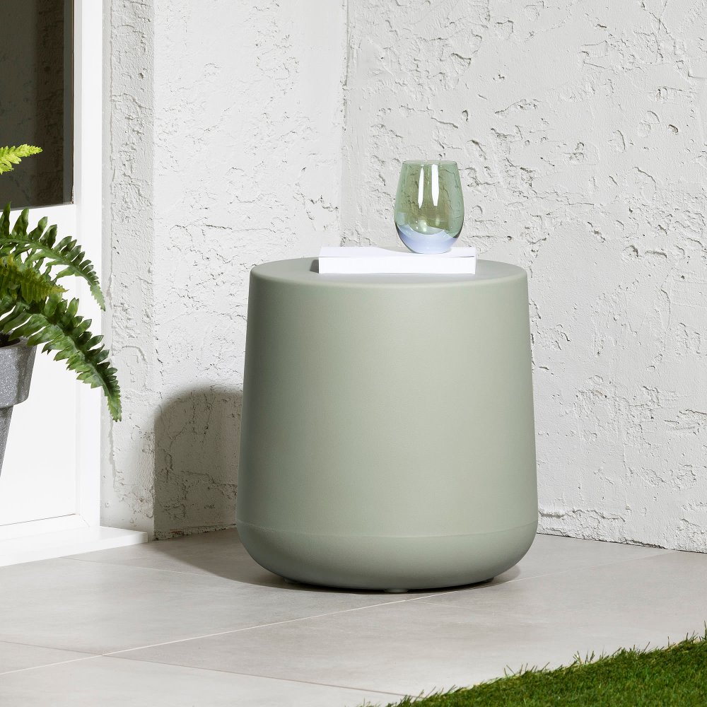 Dalya Sage Green Round Outdoor Side Table - South Shore