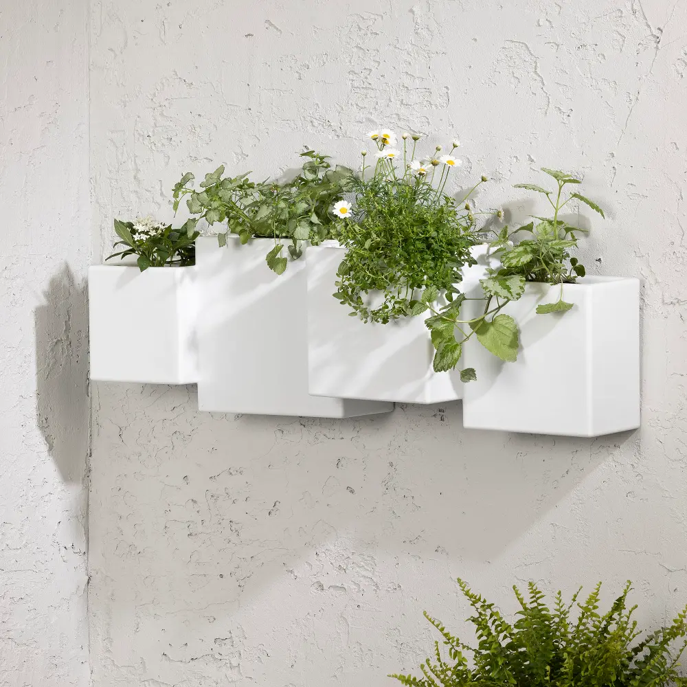 13805 Dalya White Wall Planters, Set of 2 - South Shore-1