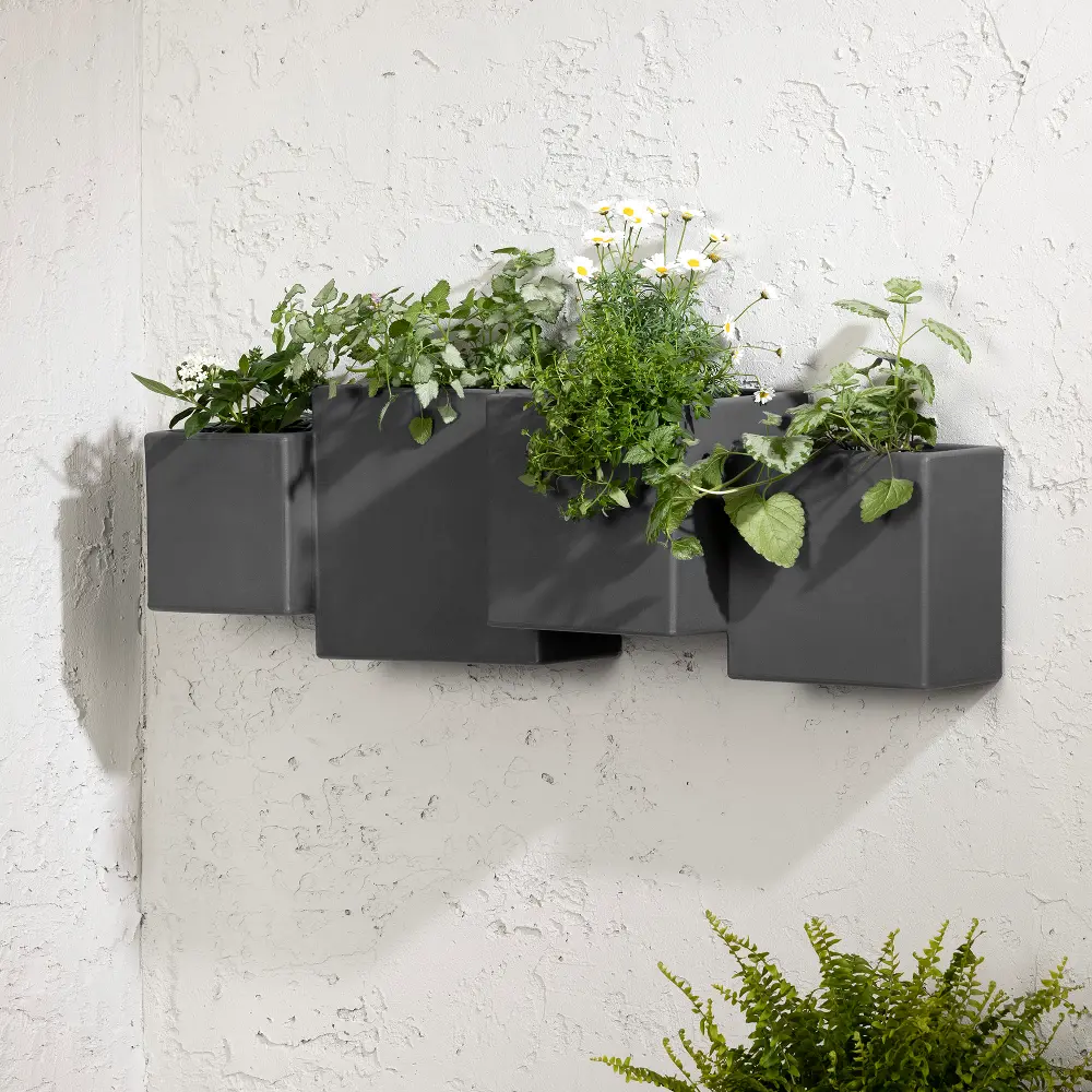 13806 Dalya Dark Gray Wall Planters, Set of 2 - South Shore-1