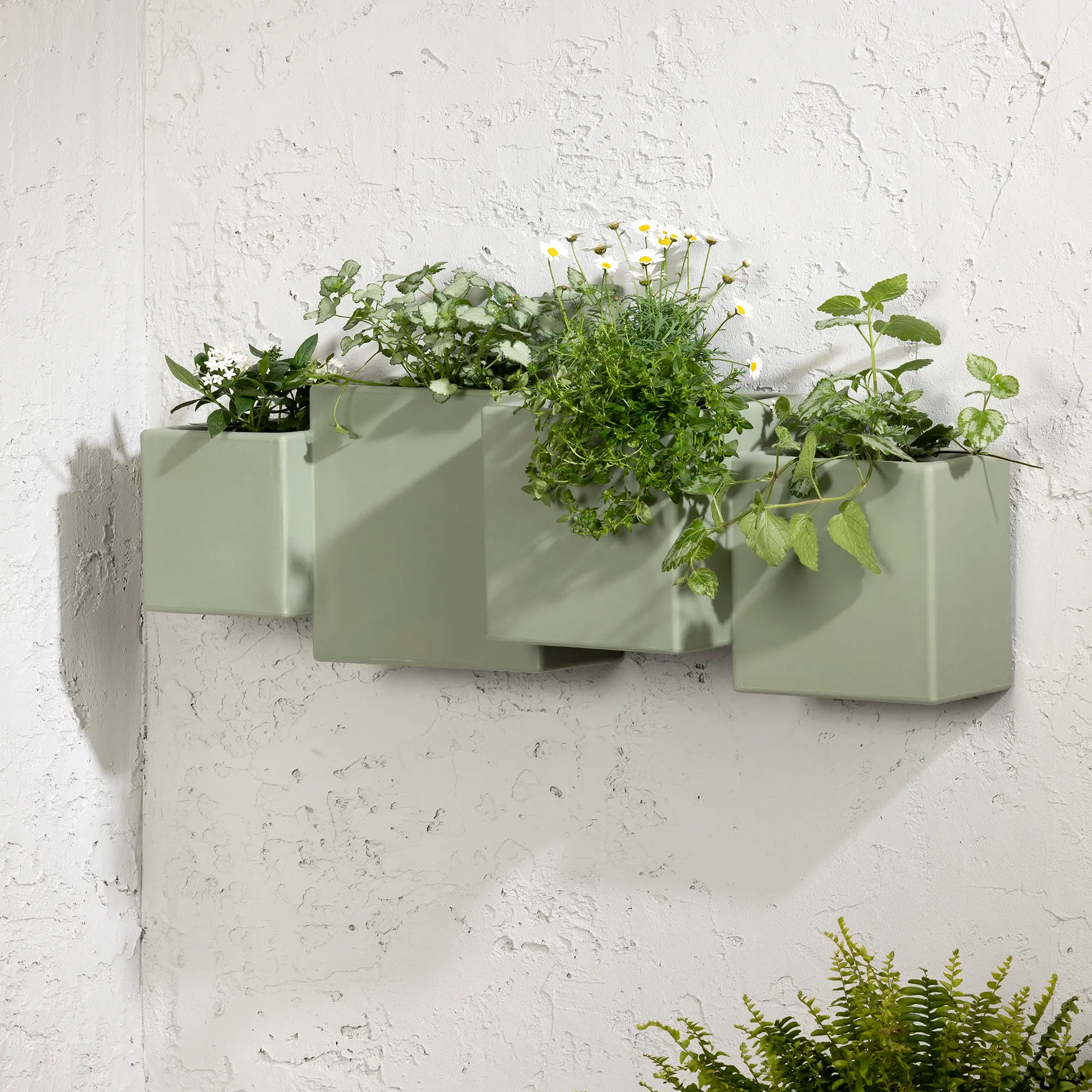 Dalya Set of 2 Sage Green Outdoor Wall Planters - South Shore