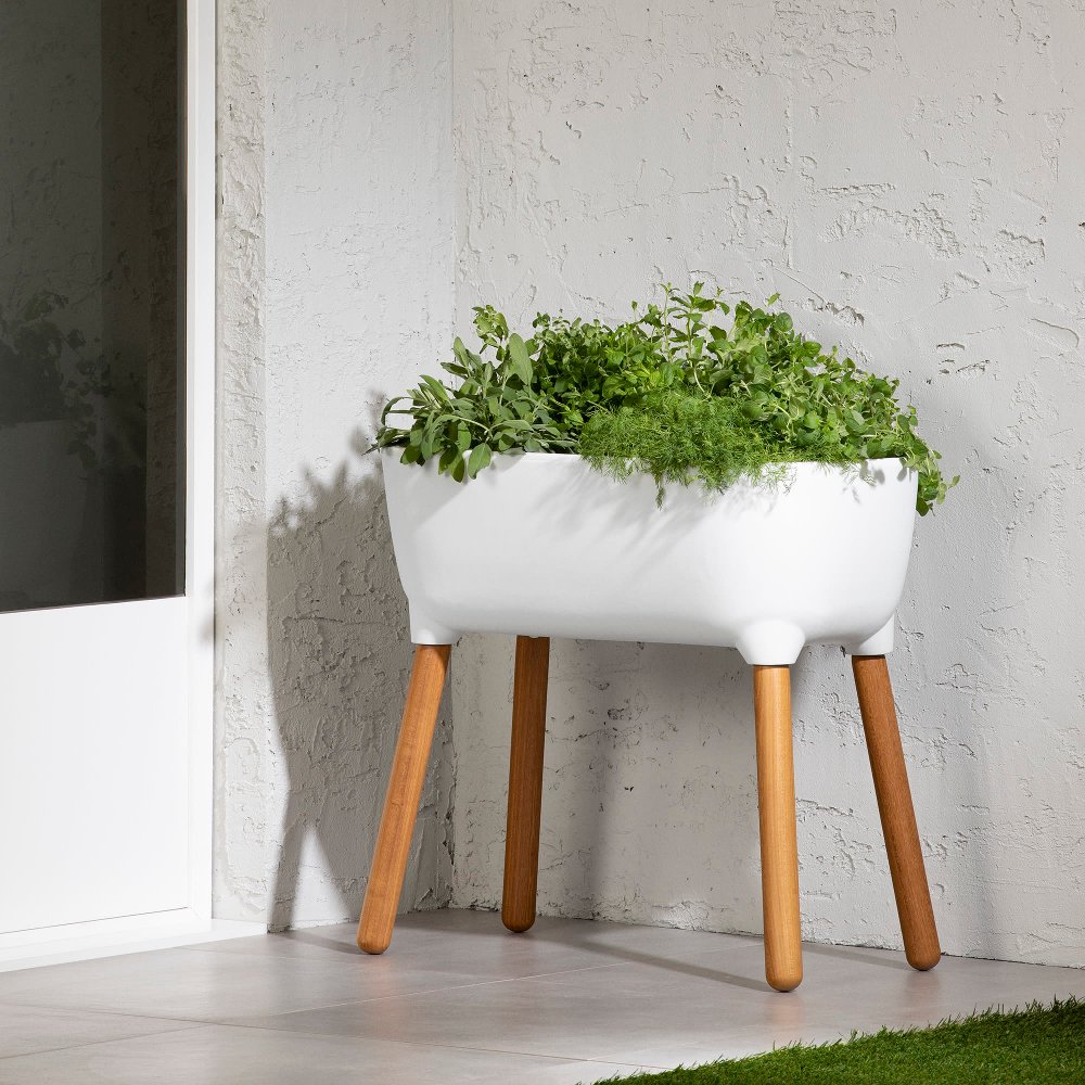 Dalya White Raised Planter - South Shore